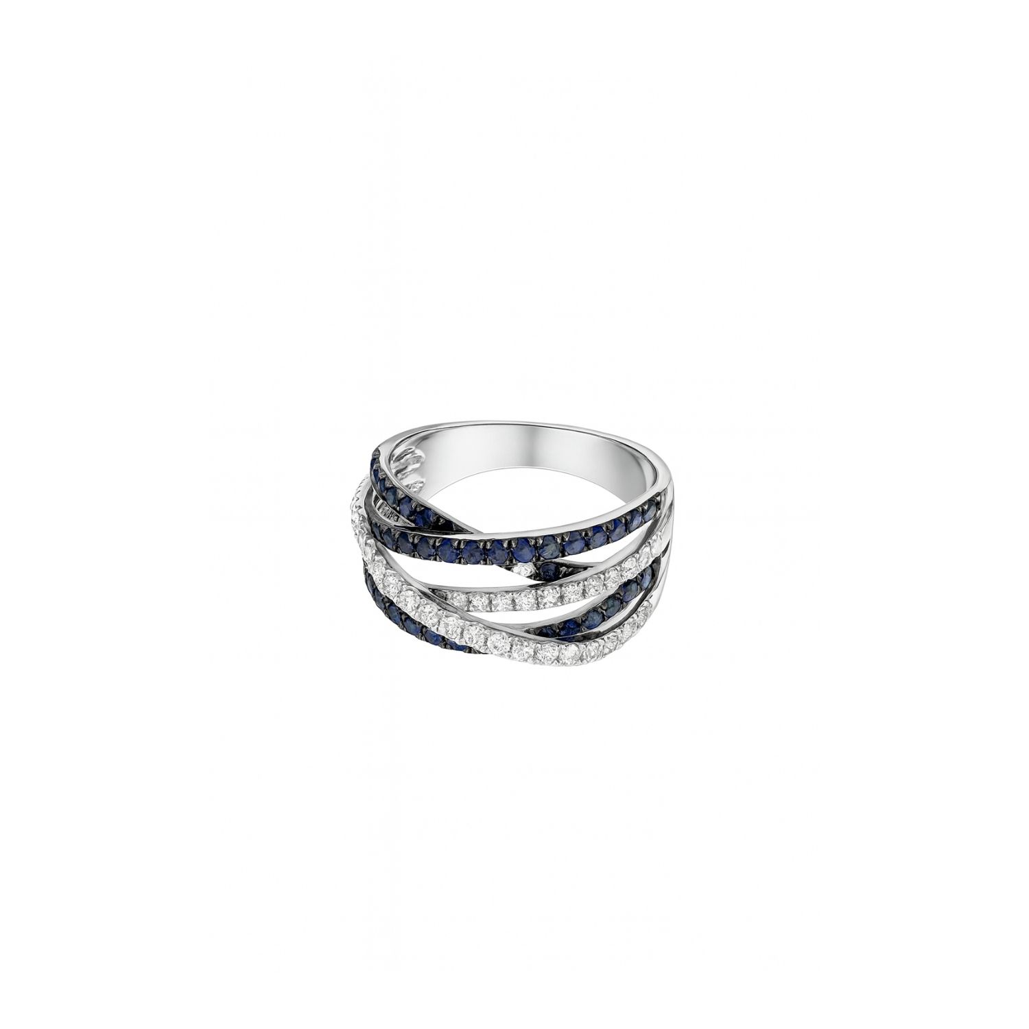 Anillo de Oro Blanco 18kt con Diamantes de 47 Puntos Totales Corte Brillante SI/H 94pts Zafiro - By Danielle Costantini 3
