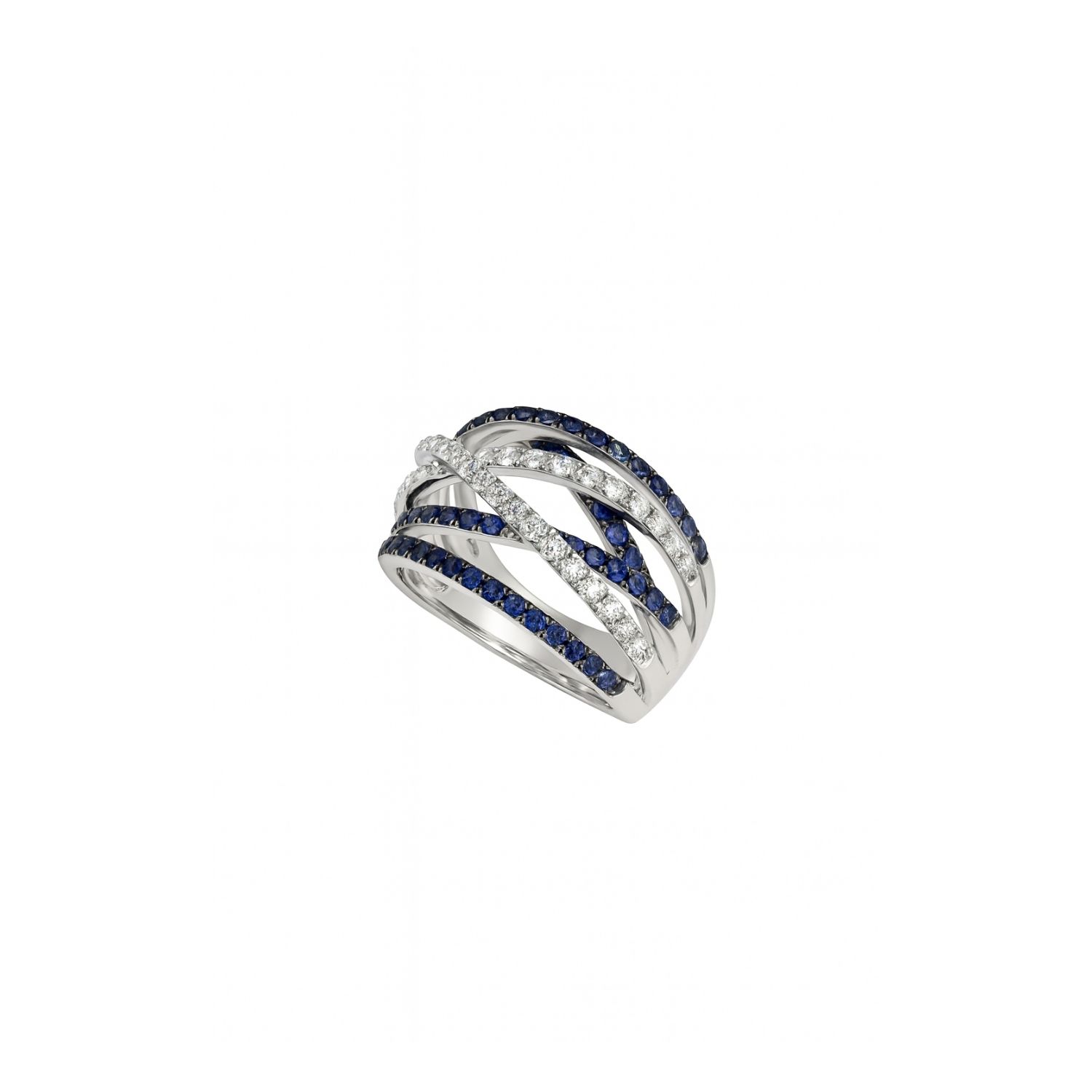 Anillo de Oro Blanco 18kt con Diamantes de 47 Puntos Totales Corte Brillante SI/H 94pts Zafiro - By Danielle Costantini 2
