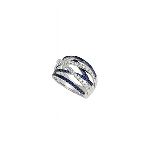 Anillo de Oro Blanco 18kt con Diamantes de 47 Puntos Totales Corte Brillante SI/H 94pts Zafiro - By Danielle Costantini