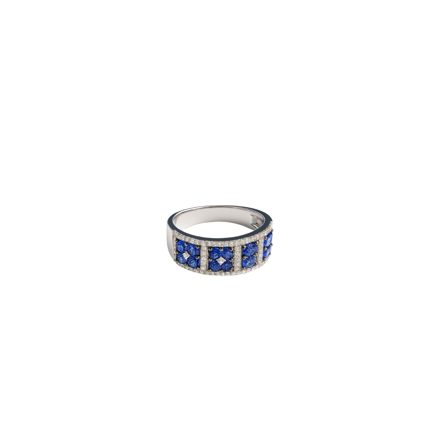 Anillo de Oro Blanco 18kt con Diamantes de 27 Puntos Totales Corte Brillante SI/H 93Pts Zafiro - By Danielle Costantini 3