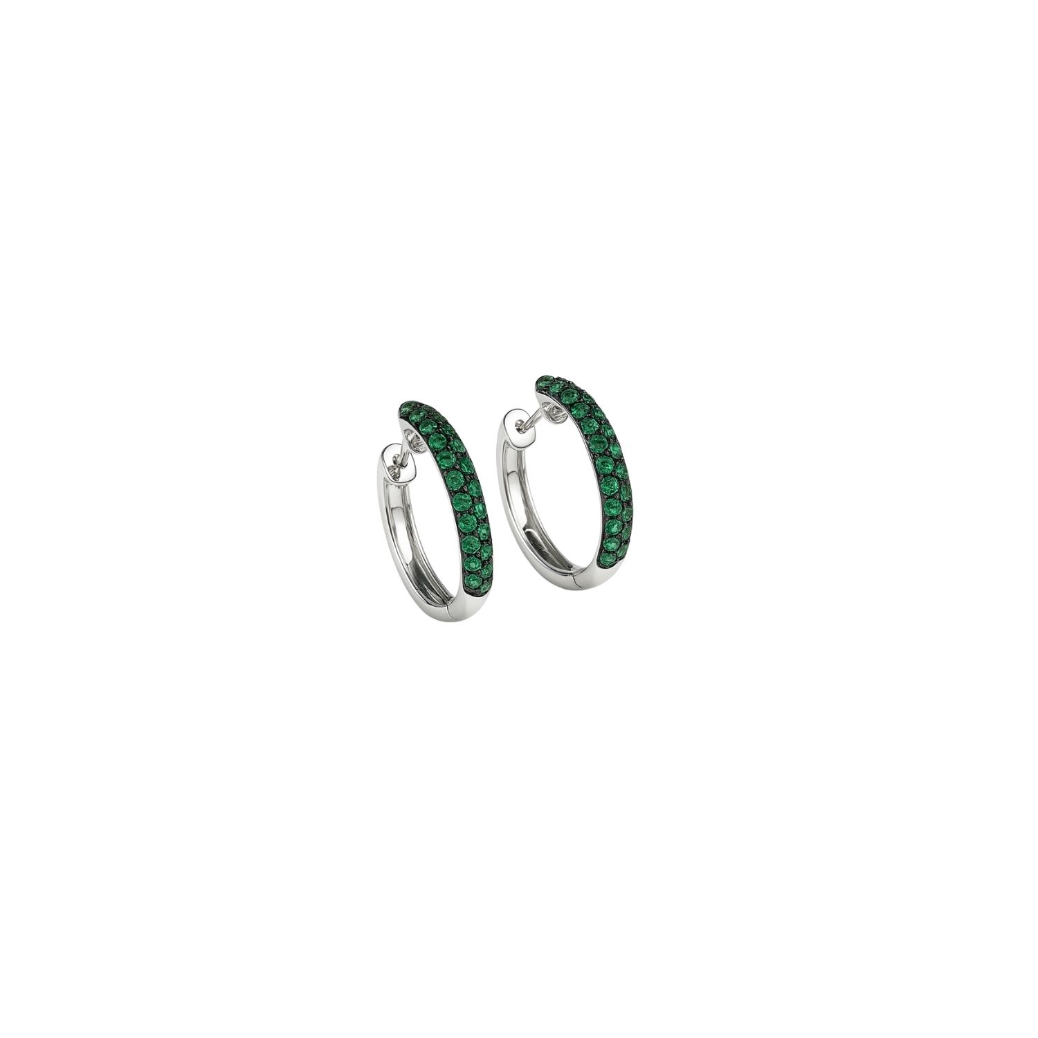 Aros de Oro Blanco 18kt con Diamantes 47 Puntos Totales Corte Brillante SI/H Esmeralda - By Danielle Costantini 1