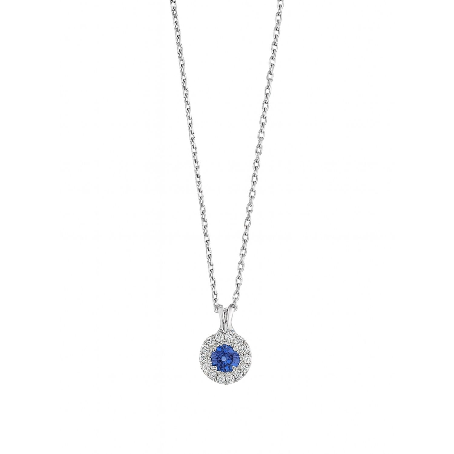 Collar de Oro Blanco 18kt con Diamantes de 40 Puntos Totales Corte Brillante SI/H 44Pts Zafiro - By Danielle Costantini 1