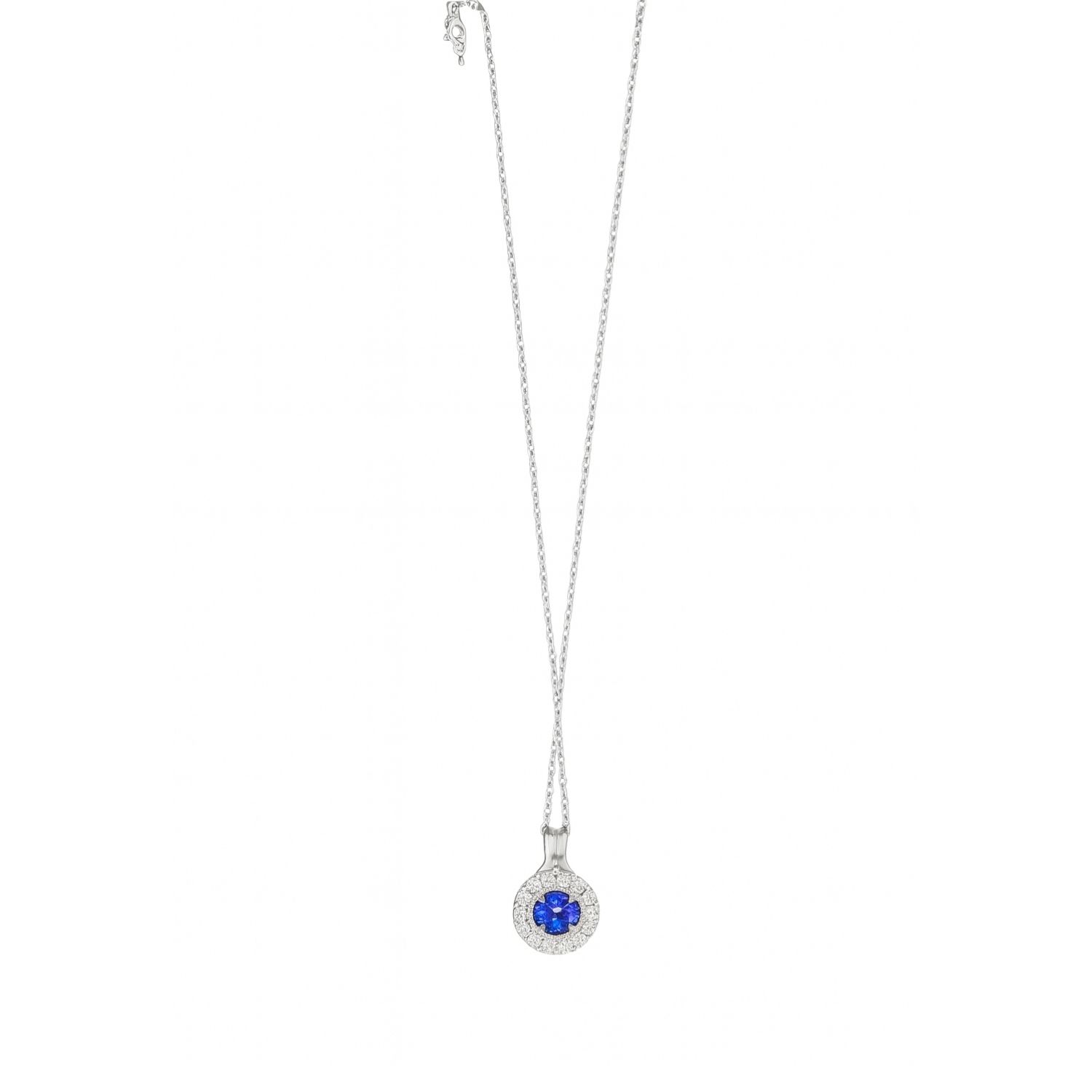 Collar de Oro Blanco 18kt con Diamantes de 40 Puntos Totales Corte Brillante SI/H 44Pts Zafiro - By Danielle Costantini 2