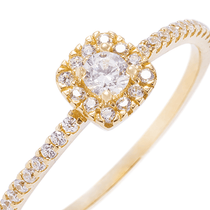 Anillo Oro Amarillo 18kt Circonita Central 3MM