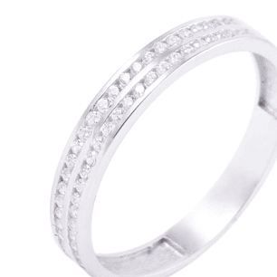 Anillo Oro Blanco 18kt Doble Riel Circonita