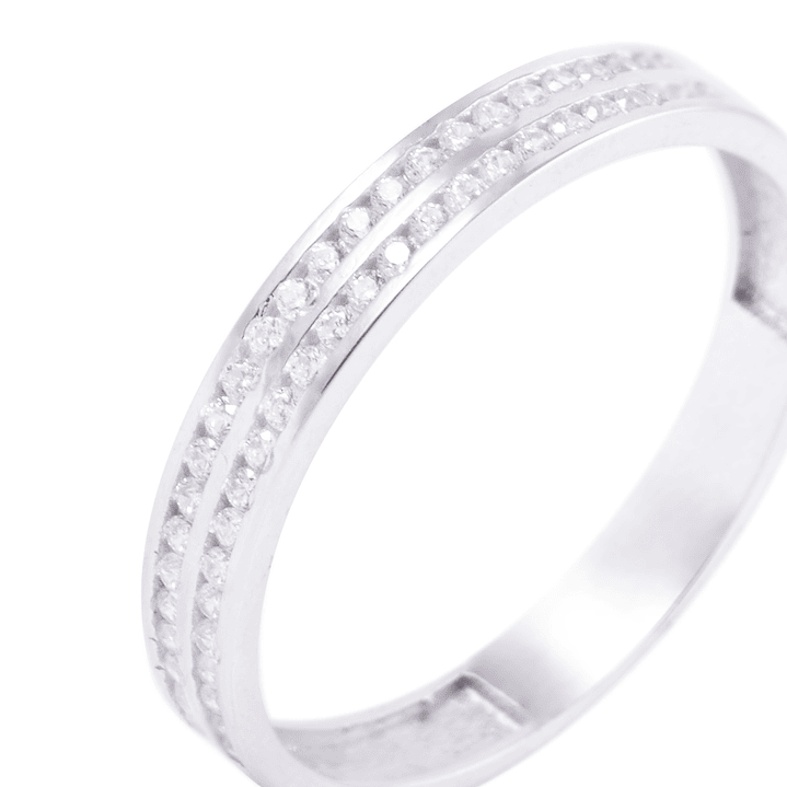 Anillo Oro Blanco 18kt Doble Riel Circonita 2