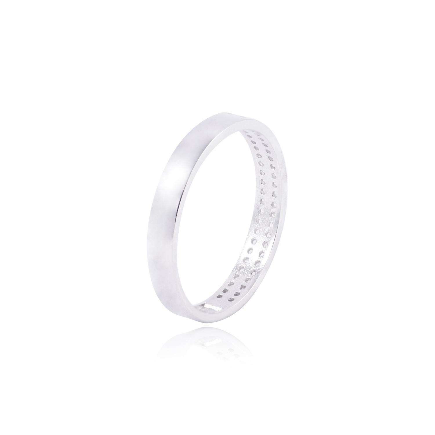 Anillo Oro Blanco 18kt Doble Riel Circonita 3