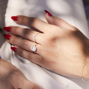Anillo Oro Amarillo 18kt Corona-Cintillo Circonita