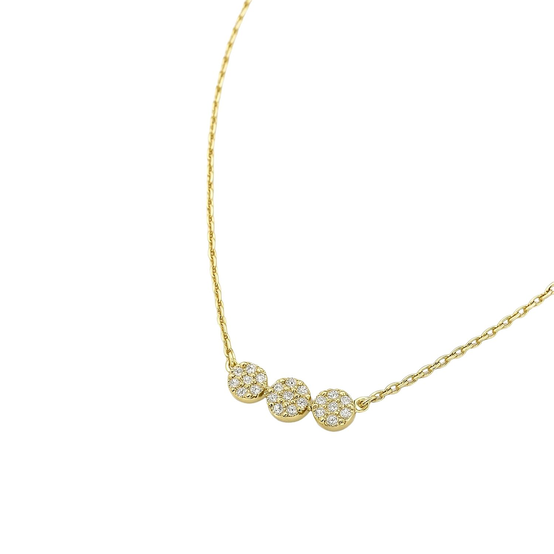 Collar Oro Amarillo 18kt Circonita Tres Botones 1