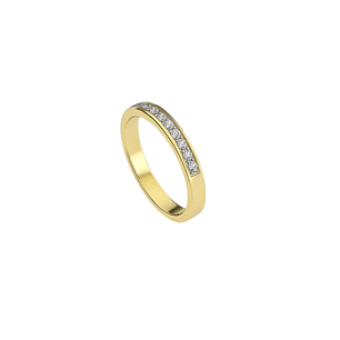 Anillo Oro Amarillo 18kt Diamantes 25 Pts 1/2 Cintillo