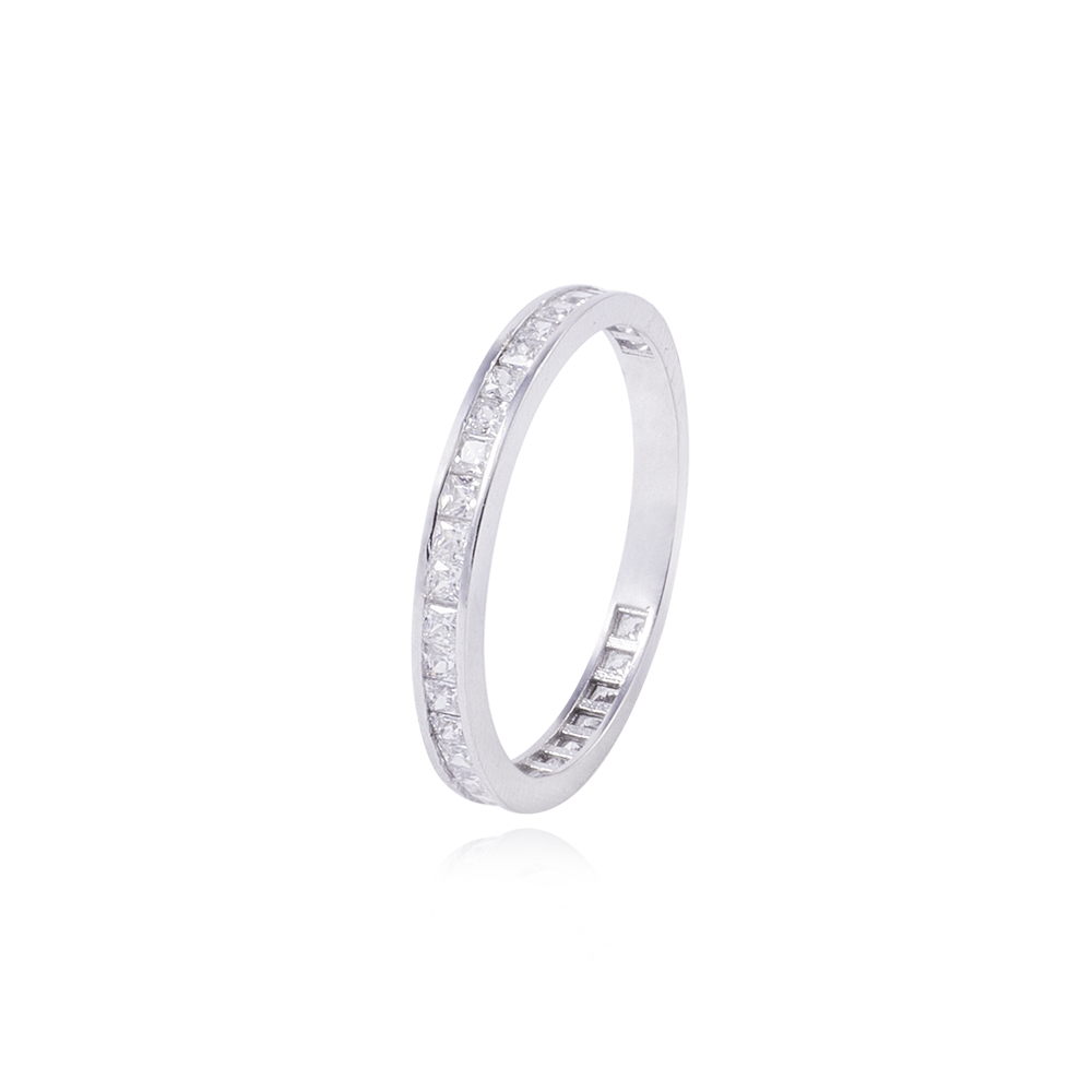 Anillo Oro Blanco 18kt Riel Infinito Circonita 1