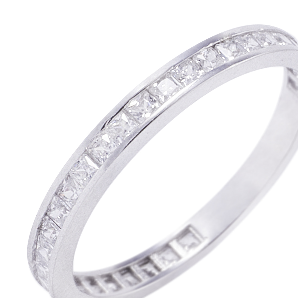 Anillo Oro Blanco 18kt Riel Infinito Circonita 2