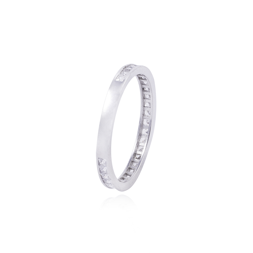 Anillo Oro Blanco 18kt Riel Infinito Circonita 3