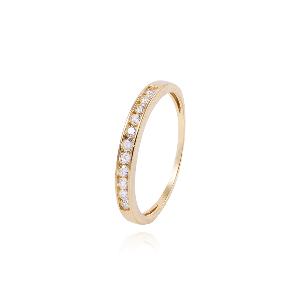 Anillo Oro Amarillo 18kt Medio Cintillo Circonita 1