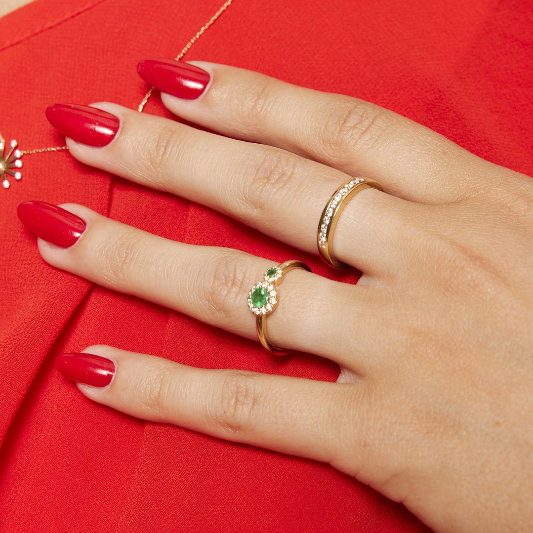 Anillo Oro Amarillo 18kt Medio Cintillo Circonita 4