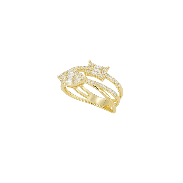 Anillo Oro Amarillo 18kt Diamantes Corte Esmeralda 55 Pts 2