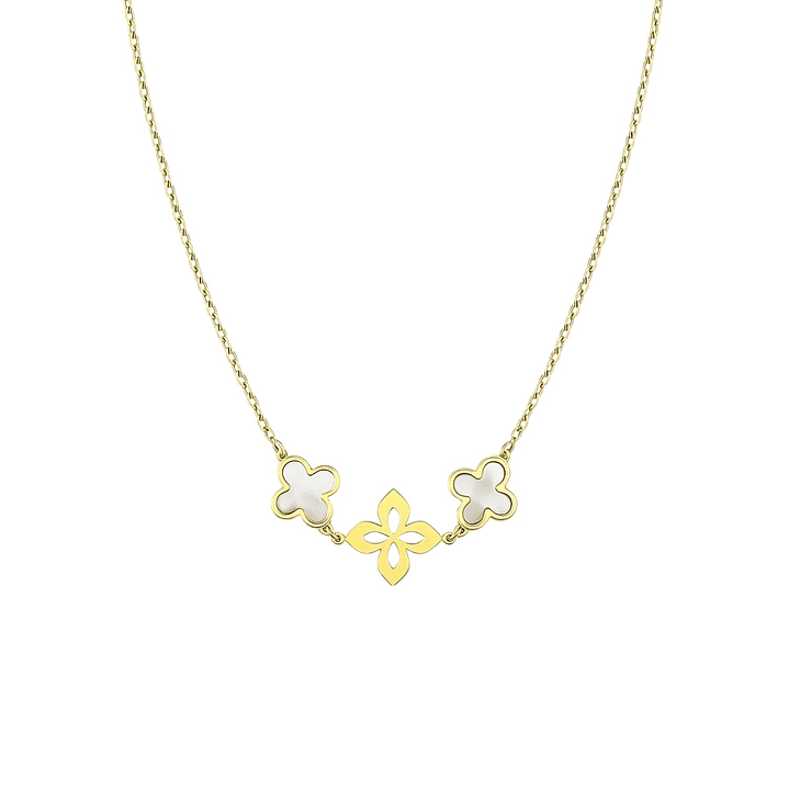 Collar Oro Amarillo 18kt Trébol Nacar 1