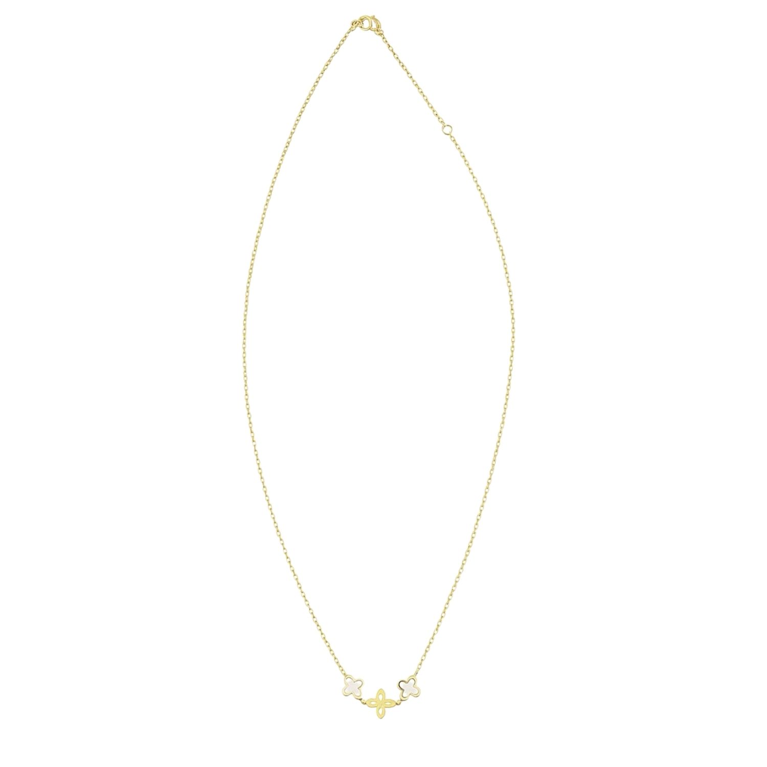 Collar Oro Amarillo 18kt Trébol Nacar 2