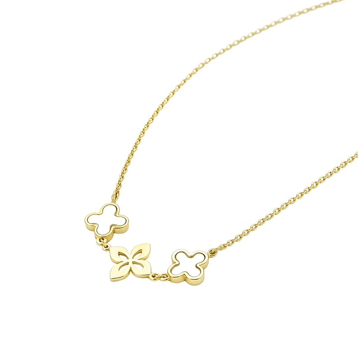 Collar Oro Amarillo 18kt Trébol Nacar 3