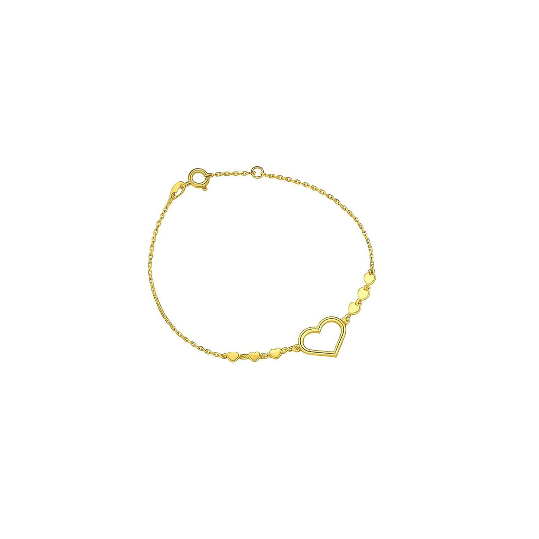 Pulsera Oro Amarillo 18kt Corazones 3x2 1