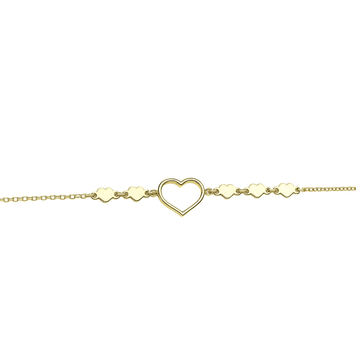 Pulsera Oro Amarillo 18kt Corazones 3x2 2
