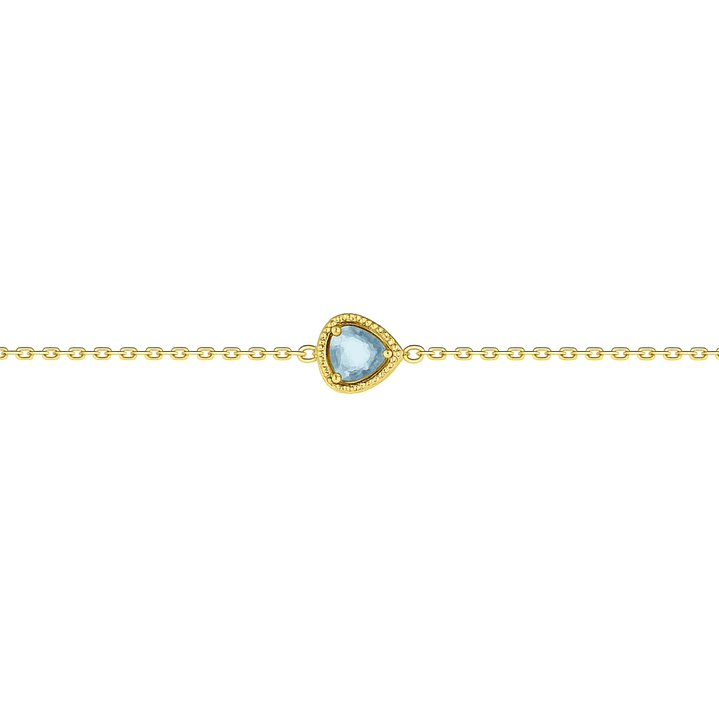 Pulsera Oro Amarillo 18kt Corazón Aguamarina 2