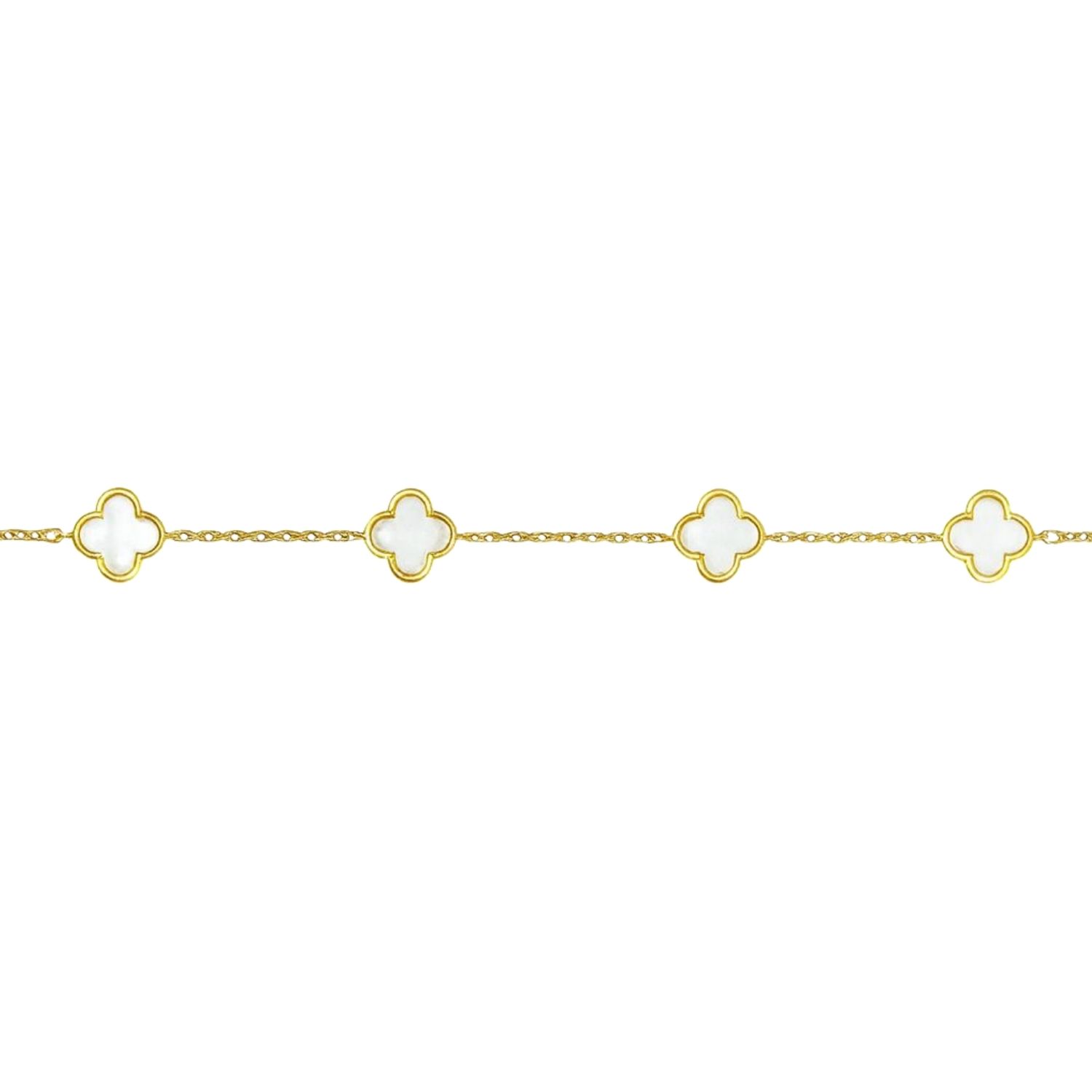 Pulsera Oro Amarillo 18kt Cinco Trébol Nacar 2