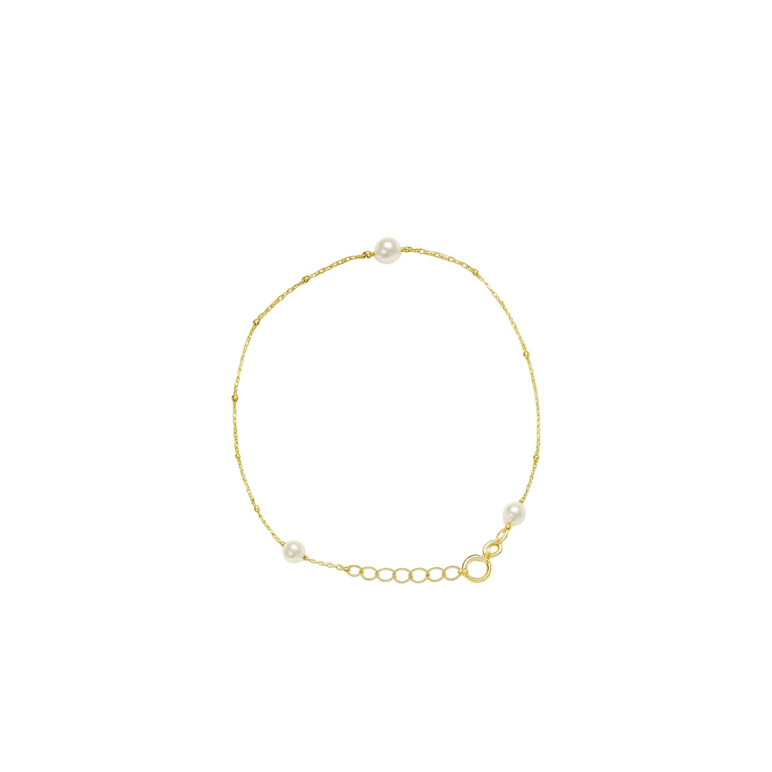 Pulsera Oro Amarillo 18kt Tres Perlas Cultivadas 3,5MM 1