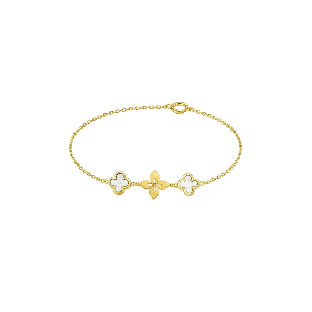 Pulsera Oro Amarillo 18kt Trébol Nacar 1