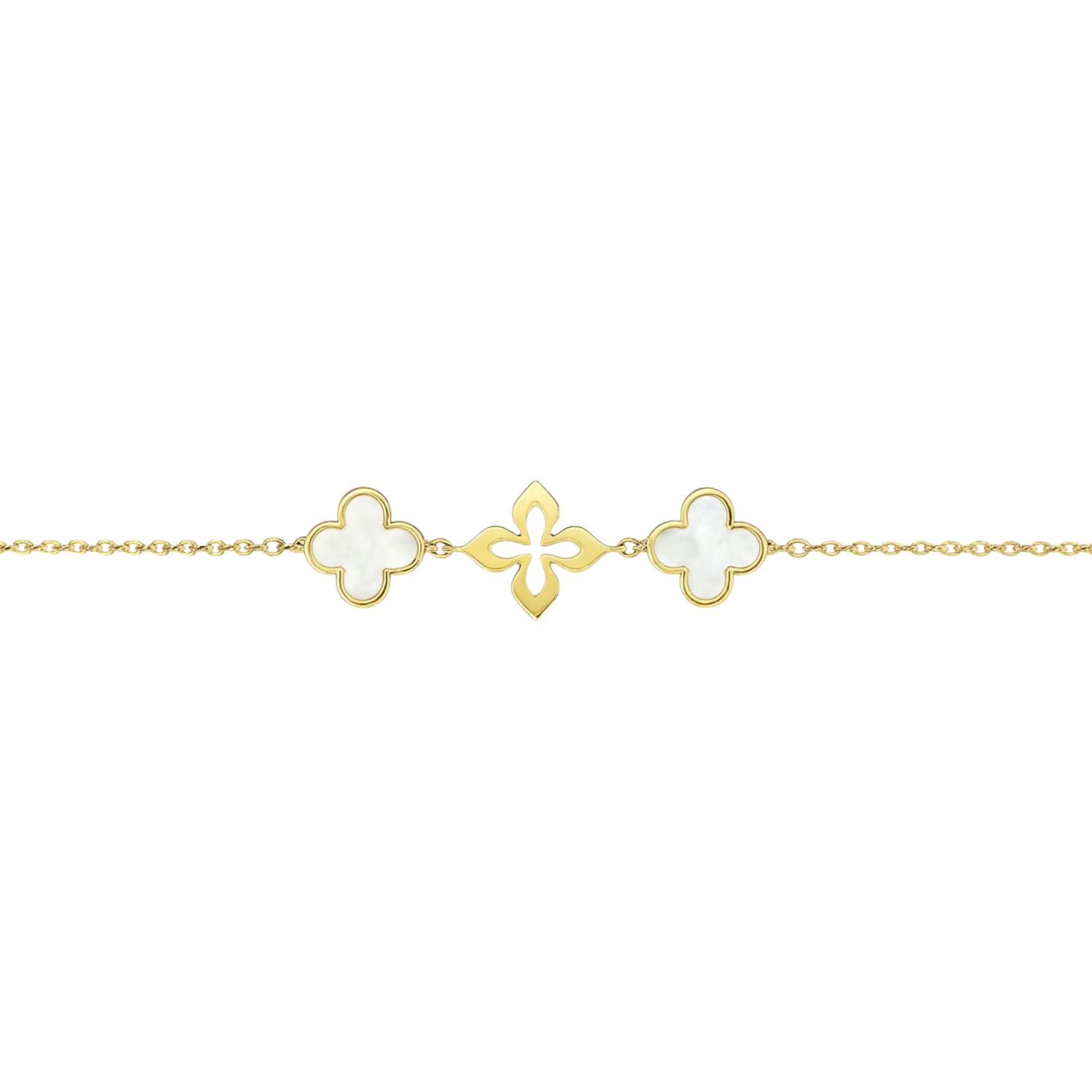 Pulsera Oro Amarillo 18kt Trébol Nacar 2