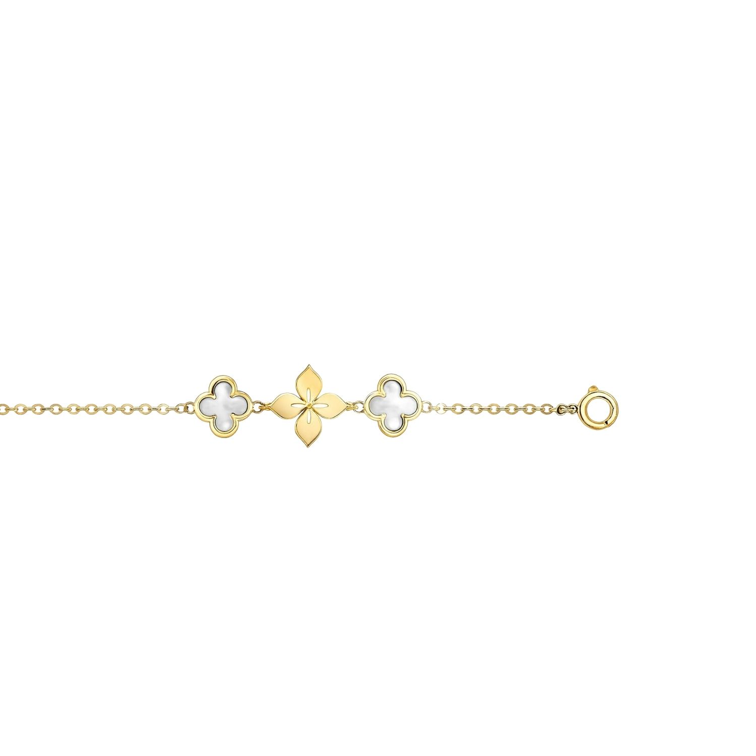 Pulsera Oro Amarillo 18kt Trébol Nacar 3