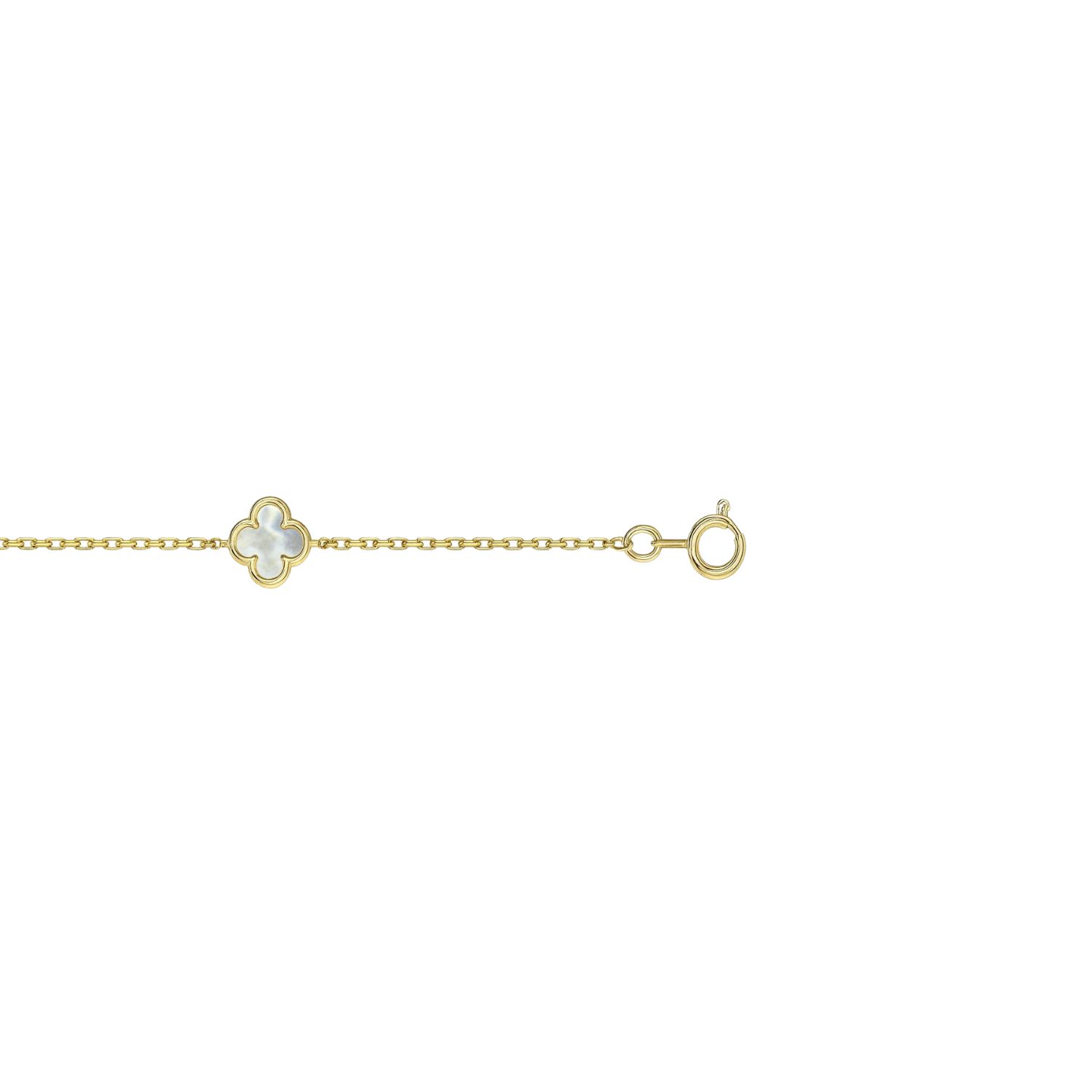 Pulsera Oro Amarillo 18kt Cinco Trébol Nacar 3