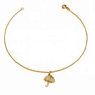 Tobillera Oro Amarillo 18kt Paragua de Diamantes