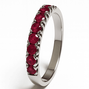 Anillo Oro Blanco 18kt Rubí Natural