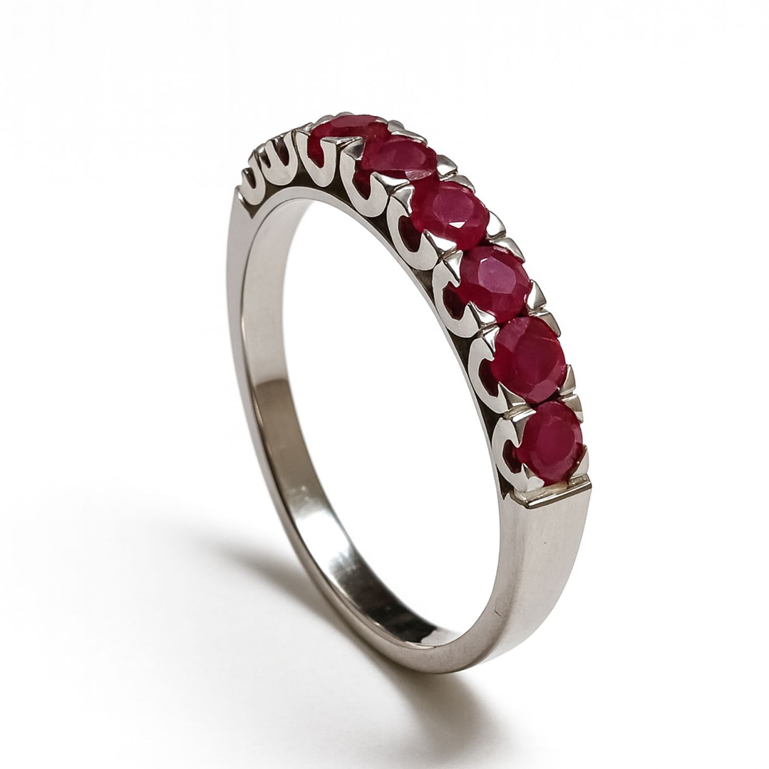 Anillo Oro Blanco 18kt Rubí Natural 2