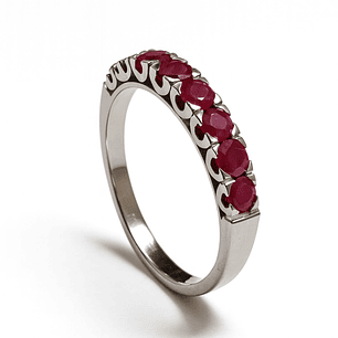 Anillo Oro Blanco 18kt Rubí Natural