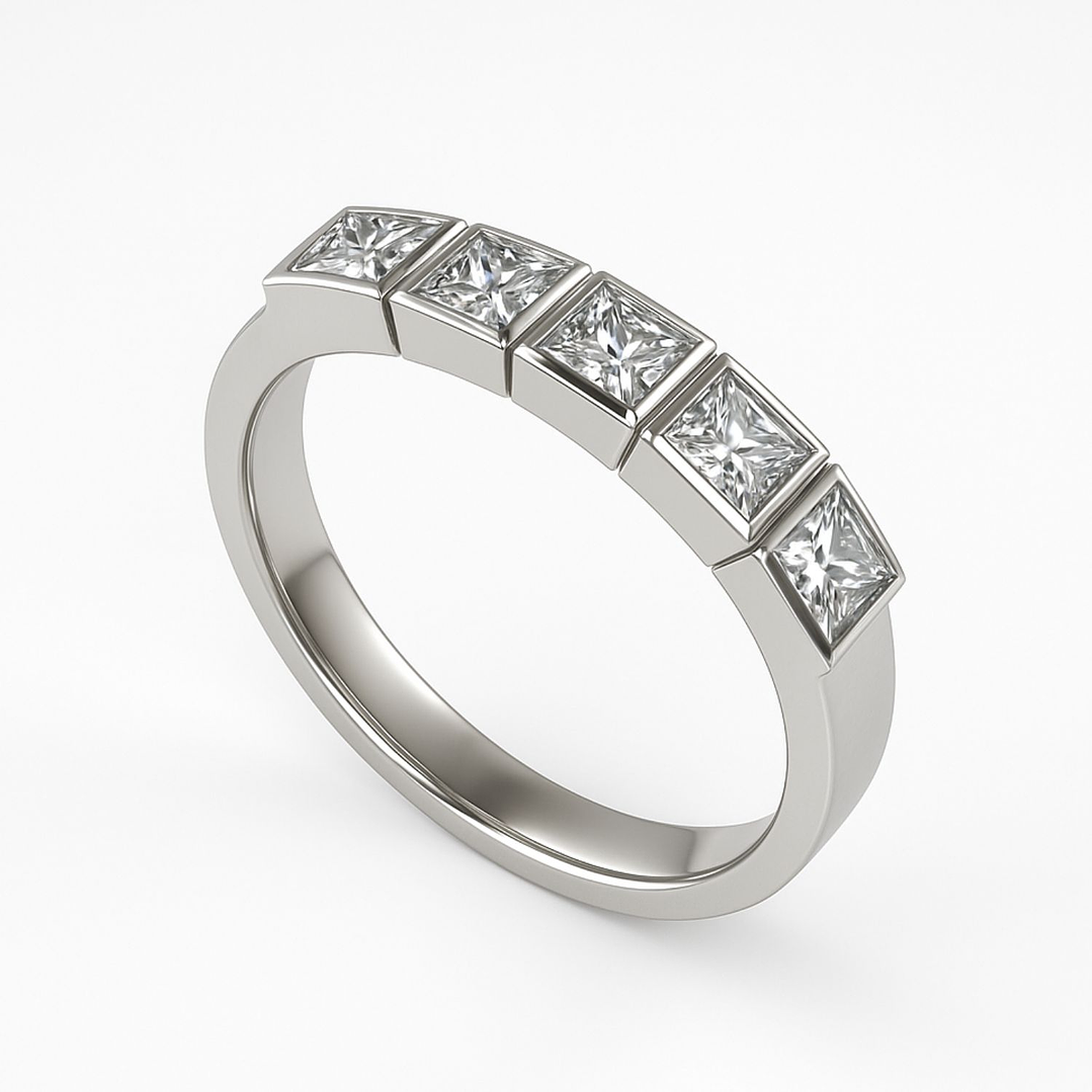 Anillo Oro Blanco 18kt Circonita Corte Princesa 1