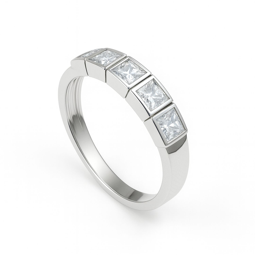 Anillo Oro Blanco 18kt Circonita Corte Princesa 3