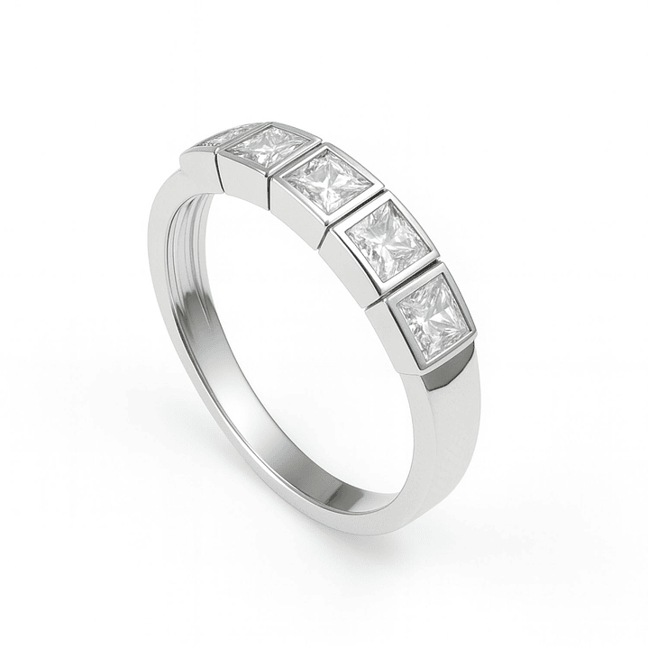 Anillo Oro Blanco 18kt Circonita Corte Princesa 3