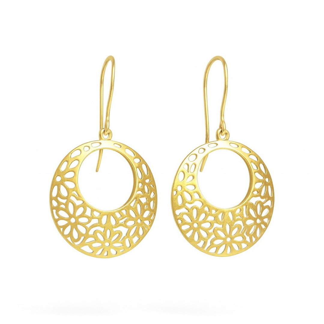 Aros Oro Amarillo 18kt Flor Calados 1