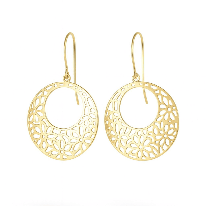 Aros Oro Amarillo 18kt Flor Calados 3