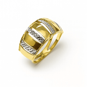 Anillo Oro Amarillo 18kt Prisma Bicolor