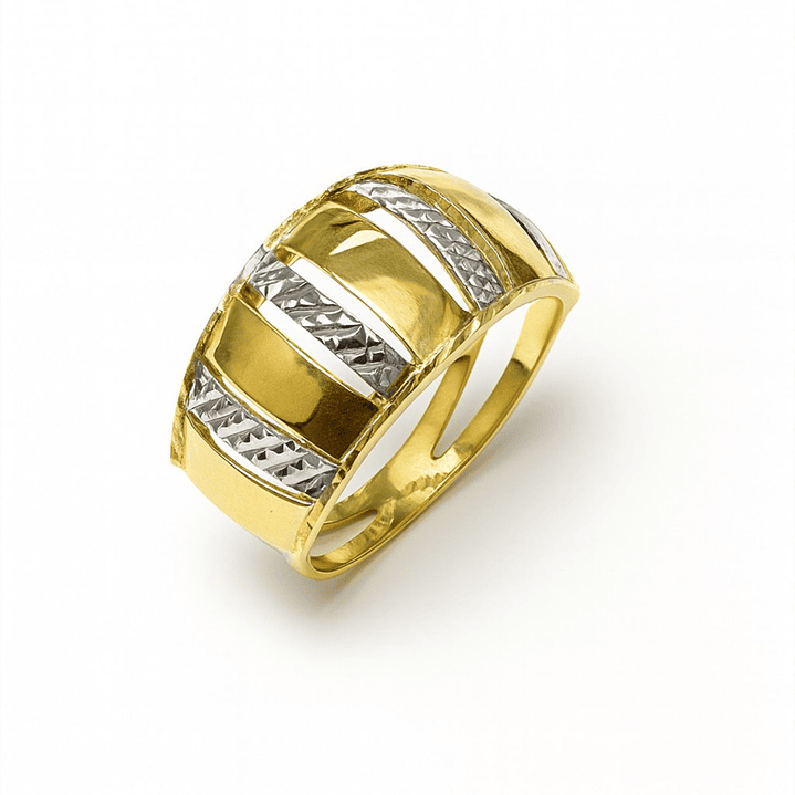 Anillo Oro Amarillo 18kt Prisma Bicolor 1