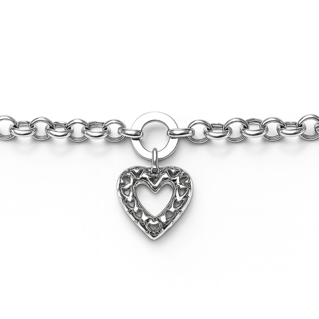 Pulsera Oro Blanco 18Kt Corazón Rolo 2