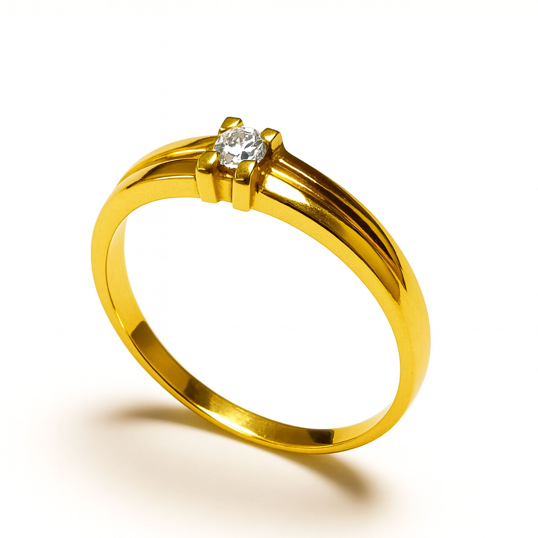 Anillo Oro Amarillo 18Kt Solitario Cuatro Grifas 3