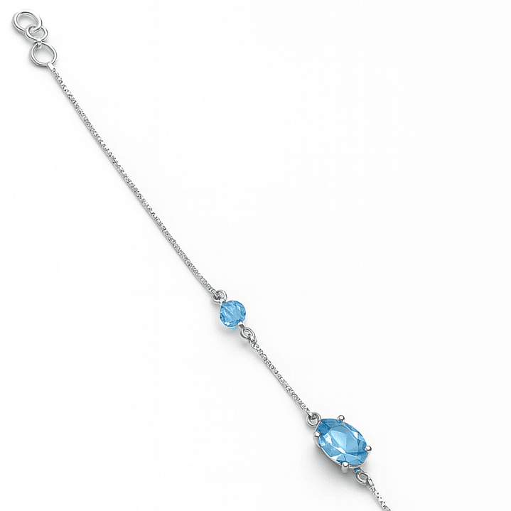 Pulsera Oro Blanco 18Kt Agua Marina 2