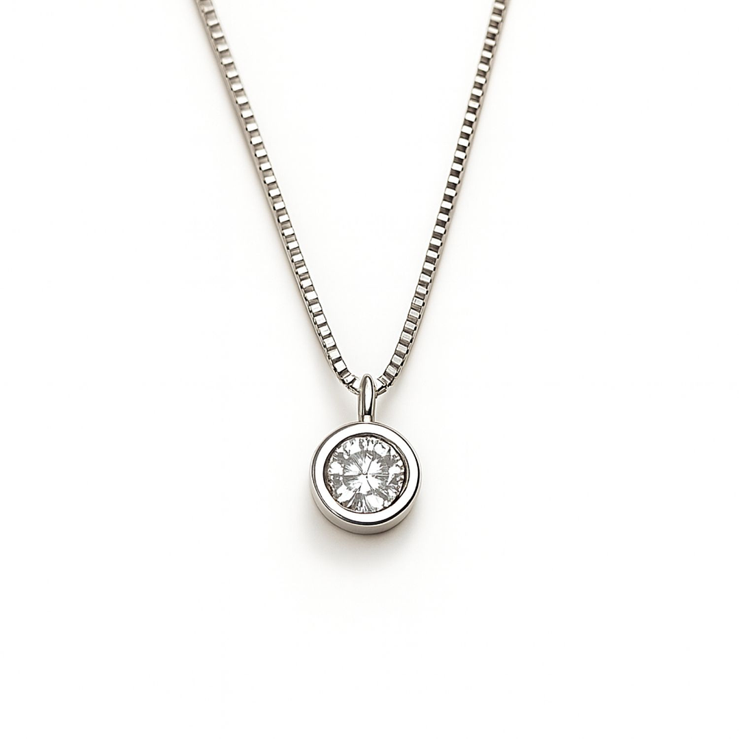 Collar Oro Blanco 18Kt Punto de Luz Circonita 2