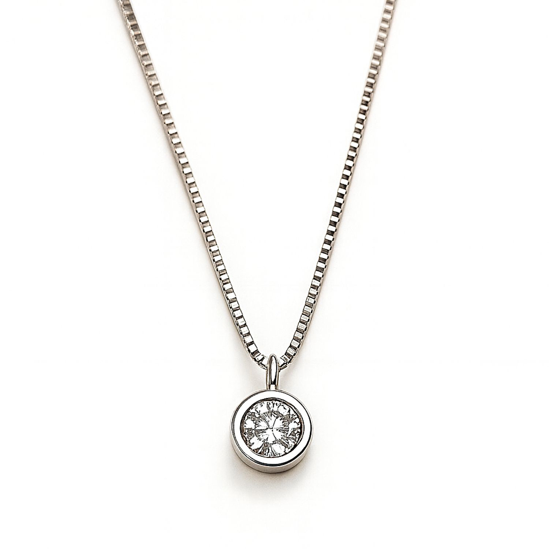 Collar Oro Blanco 18Kt Punto de Luz Circonita 3