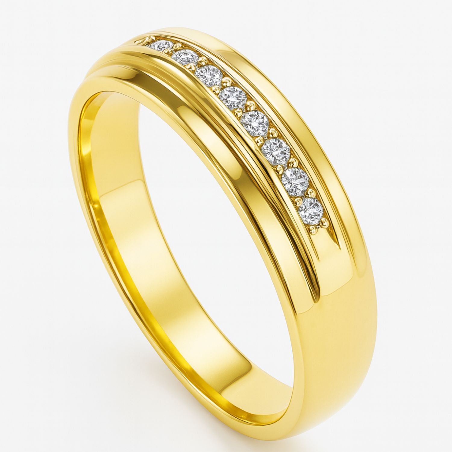 Anillo Oro Amarillo 18Kt Medio Cintillo Circonitas 3