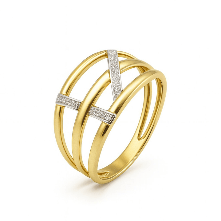 Anillo Oro Amarillo 18kt Triada Bicolor 1